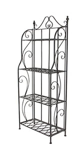 Deco 79 Metal Scroll Indoor Outdoor Tall Folding 4 Shelf Bakers Rack, 25" x 12" x 64", Black Deco 79