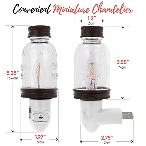 Autumn Alley Rustic Mini Mason Jar Night Light in Bronze | Auto On/Off Sensor | Plug in Farmhouse Wall Decor | Cute Country Night Light | Energy Efficient LED Bulb | Timeless Design Autumn Alley