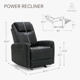KISLOT Leather Recliner Chair, Manual Reclining Chair Glider Recliner with Adjustable Backrest/Footrest & Comfortable Armrest for Living Room Bedroom Home Theater Seating KISLOT