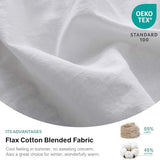 Simple&Opulence Belgian Linen Sheet Set Solid Color - 3 Pieces (1 Flat Sheet, 1 Fitted Sheet & 1 Pillowcase) Natural Flax Cotton Blend Soft Breathable Farmhouse Bedding - Twin Size, White Simple&Opulence