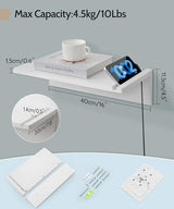 Mazjoaru White Floating Nightstand 16inch, Modern Natural Pine Wood Night Stand Floating Wall Shelves with Phone Slot, Cord Holes, Small Narrow Nightstands Bedside Tables for Bedroom Dorm Bedside Mazjoaru