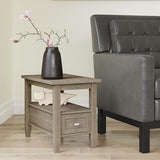 SIMPLIHOME Warm Shaker SOLID WOOD 14 Inch Wide Rectangle Rustic Narrow Side Table in Distressed Grey with Storage, 1 Drawer, 1 Shelf, For the Living Room and Bedroom SIMPLIHOME