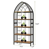 LITTLE TREE 74.8" Tall Bookshelf, 5-Tier Heavy Duty Metal Rack, Large Load-Bearing Capacity, Versatile Shelf for Living Room, Kitchen, Bedroom, Bathroom, Study LITTLE TREE