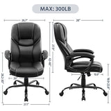 Yaheetech High Back Executive Office Chair Faux Leather Ergonomic Managerial Chair for Meeting,Large Seat,Sturdy Metal Base,Black Yaheetech