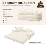 GRUSIGN 78 Inch Convertible Sofa Bed, 5-in-1 Futon Sofa Bed Pull Out Couch, Boneless Couch Bed for Living Room, Corduroy Boneless Couches for Bedroom, Apartment, No Assembly Sleeper Sofa Bed, Beige GRUSIGN