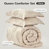 Joiedomi Tufted Full Size Comforter Set, 3 Pieces Beige Boho Full Bedding Set with 1 Boho Flower Comforter and 2 Pillow Shams, Bed in a Bag for All Seasons Joiedomi