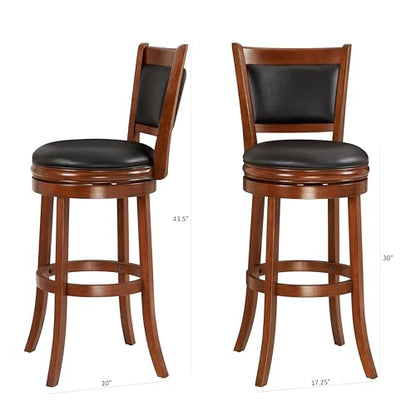 Ball & Cast Swivel Pub Height Barstool 29 Inch Seat Height Cherry Set of 1 - WoodArtSupply