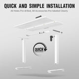 Veken 47.2 Inch Large Electric Standing Desk, Heights Adjustable, Sit to Stand Up, Work Home Office Computer Table for Study, Walking Pad, Writing, and Games, Wooden Desktop Desks, White Veken