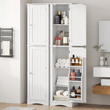 Function Home Tall Bathroom Storage Cabinet, 64" Slim Kitchen Pantry with Door Storage, Narrow Wood Freestanding Cabinets with Adjustable Shelves for Kitchen Living Room Dining Room, White Function Home