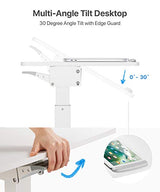 OCOMMO Mobile Podium - Pneumatic Standing Desk with 30 Degree Tilting Top, Adjustable Podium Stand, Lectern Portable with Wheels, Perfect for Lectures, Meetings, and Computer Use, White OCOMMO