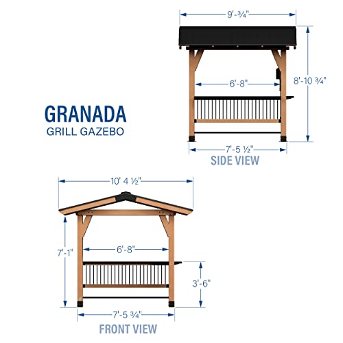 Backyard Discovery Granada Grill Gazebo Pavilion w/Outdoor Bar, 80" Grill Space, Hard Top Steel Metal Roof, Wind Resistant - 100 mph, Supports 4,700 - WoodArtSupply