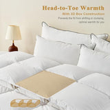 TOPGREEN Organic Feather Down Comforter Full Size, Luxury Extra-Fluffy Duvet Insert, All Season Bed Comforter with Ultra-Soft Organic Cotton Case (82x86 Inch, Ivory White) TOPGREEN