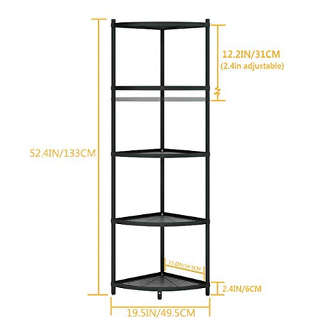 MAGCOLOR 5-Tier Kitchen Corner Shelf Rack, Free Standing Pot Rack for Organizer Stainless Steel Cookware Stand MAGCOLOR