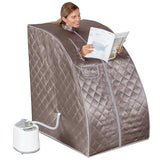 SereneLife Portable Steam Sauna - Single Person Detox Spa (Gray) - Includes Foldable Chair for Comfort, Foot Pad Heating Mat SereneLife