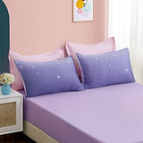 Dinjoy Girls Women Comforter Set King Size Ombre Pink Purple Rainbow Bedding Set 7 Pieces Bed in A Bag for Teen Adult (1 Comforter, 1 Flat Sheet, 1 Fitted Sheet, Pillow Shams & Pillowcases) Dinjoy