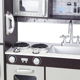 Kitchen Playset for Kids Ages 3-8, Wooden Pretend Play Kitchen, Incloud Telephone, Ice Maker, Refrigerator, Dimensions: 35” H x 31” W x 12” D KIDS TOYLAND