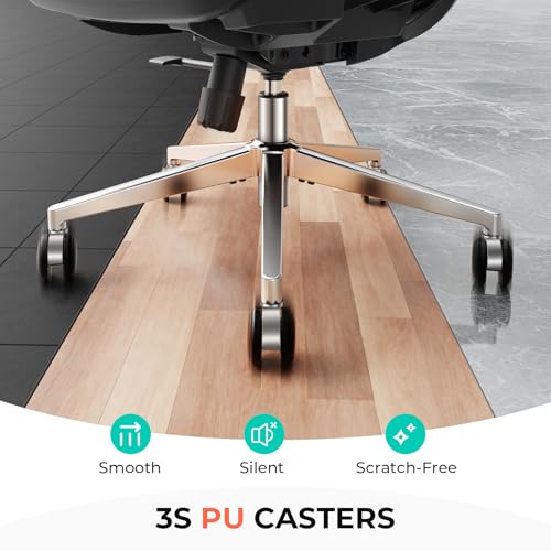 CAPOT Ergonomic Mesh Office Chair, Adjustable Lumbar High Back Desk Chair 400lbs, 4D Flip-up Arms, 3 Tilt Backrest, 3D Headrest, PU Wheels, Swivel Rolling Computer Chair for Long Desk Work - Black CAPOT