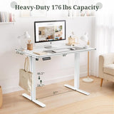 40 x 24 in Electric Standing Desk - Memory Height Adjustable Ergonomic Sit-to-Stand Rising Computer Table Gaming Workstations with 2 Hooks and Wire Hole for Home Office, White SageNest