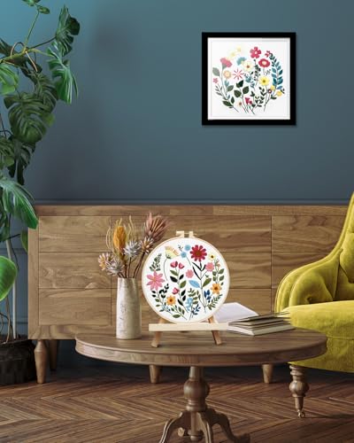 TINDTOP Embroidery Kit for Adult, Owl Embroidery Kit for Beginners Include Embroidery Cloth Hoops Threads for Craft Lover Hand Stitch with Embroidery Skill Techniques (Florals) TINDTOP