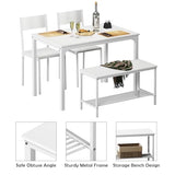 SogesPower Dining Table Set for 4, Kitchen Dining Table Set with 2 Chairs and 1 Bench, 4 Person Kitchen Table Set for Dining Room Restaurant Small Space, White SogesPower