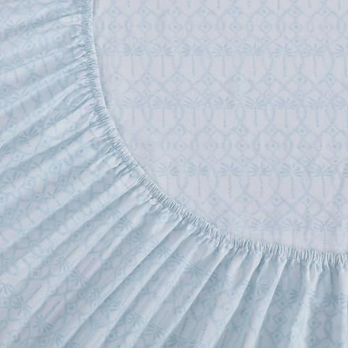 Tommy Bahama - King Size Sheet Set, 100% Cotton Percale Bedding with a Crisp & Cool Feel, Bed Sheets with Matching Fitted Sheet & Pillowcases (Palm Tree Ikat Blue) Tommy Bahama