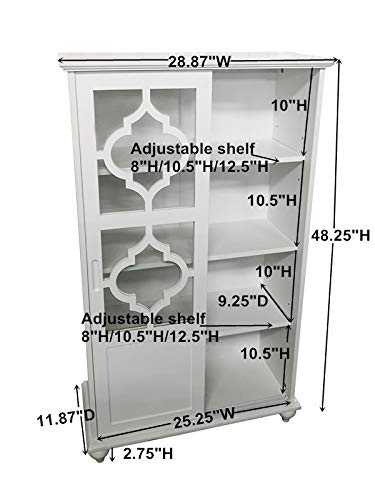 Kings Brand Furniture- Halswelle 2-Door White Curio Bookcase Cabinet with Glass Doors