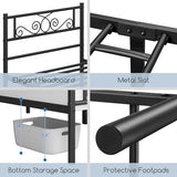 Yaheetech Twin Bed Frames Metal Platform Bed with Headboard and Footboard No Box Spring Needed Easy Assembly,Under-Bed Space: 12.6''/Black/Twin Bed Yaheetech