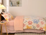 Meeting Story Flower Bedding 3 Piece Full Comforter Set for Girls, Lightweight Soft Breathable Washable Yellow Bed Set Meeting Story
