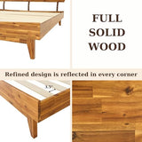 Bme Caden 15 Inch Deluxe Bed Frame with Adjustable Headboard - Mid Century, Retro Style with Acacia Wood - No Box Spring Needed - 12 Strong Wood Slat Support - Easy Assembly - Caramel, King Bme