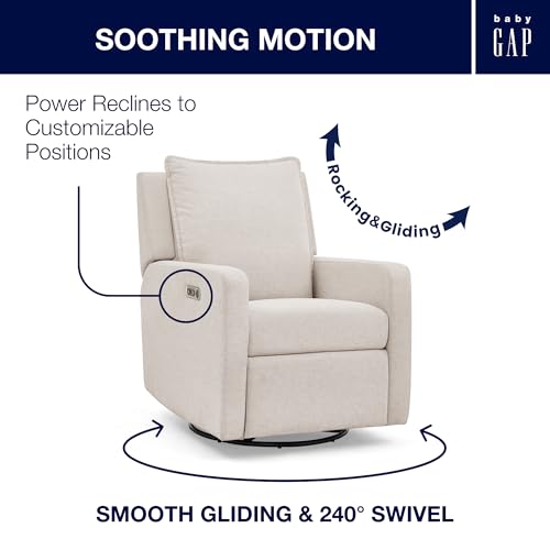 babyGap Harlowe Power Recliner with USB-A and Type-C Ports by Delta Children - Greenguard Gold Certified – Stain-Resistant Performance Fabric is Oeko-TEX Standard 100 Certified, Sand