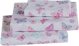 Kids Zone CollectionKids Zone Home Linen Twin Size Sheet Set for Girls and Teens Butterfly Pink Purple Turquoise White New Kids Zone Home Linen