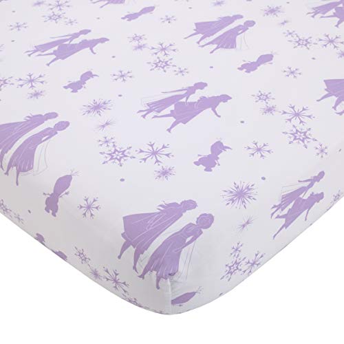 Disney Frozen 2 Lavender, Light Blue and Purple Forest Spirit 4 Piece Toddler Bed Set - Comforter, Fitted Bottom Sheet, Flat Top Sheet, Reversible Pillowcase Disney