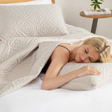 Exclusivo Mezcla King Quilt Bedding Set, Lightweight Soft Bedspreads Coverlets with 2 Pillow Shams, Modern Brich Beige Oversized Quilts King Size for All Seasons Exclusivo Mezcla