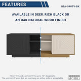 Techni Mobili Modern TV Stand for Screen TVs Up to 70” When Measured Diagonally – Black TV Stand with 2 Storage Cabinets with Patterned Doors and Open Shelves – Black Techni Mobili