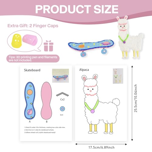 3D Pen Printing Template, 20 Sheets 3D Printer Drawing Graffiti, 3D Painting Paper Stencils with a PVC Transparent Board, for Kids Christmas Birthday DIY Gifts, Vomika Vomika