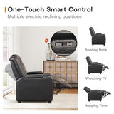 ANJ Power Recliner Home Theater Seating, PU Leather Electric Recliner Chair with Adjustable Headrest,Dual Motor Movie Reclining Chairs with Cup Holders LED Lights,USB Port,Hidden Arm Storage,Black