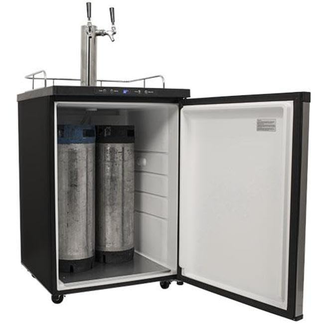 EdgeStar KC3000TWIN Full Size Dual Tap Kegerator with Digital Display - Black EdgeStar