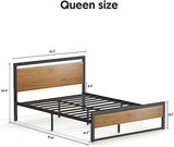 BONSOIR Queen Size Steel Platform Bed Frame with Wooden Headboard and Footboard BONSOIR