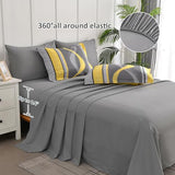 Anibedding Yellow Comforter Set King Size,8 Pieces Bed in a Bag Patchwork Striped Bedding Sets,Boho Soft Microfiber Bedding Set for All Season(104"×90") Anibedding