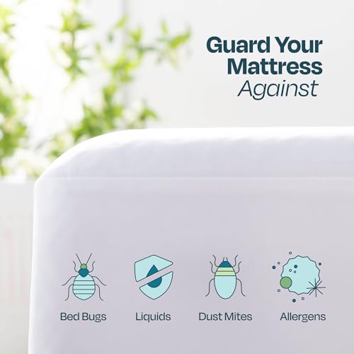 Linenspa Zippered Mattress Encasement – Twin Size Waterproof Mattress Protector – Quiet Cover & Complete protection – Dorm Room Essentials, White Linenspa