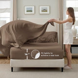 Bedsure Full Comforter Set Brown - Bed in a Bag Full Size Bedding Set 7 Pieces, GentleSoft™ Pintuck Bed Set Gift for Family, Pinch Pleat All Season Comforter with Sheets, Pillowcases & Shams