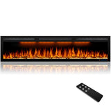 72 inches Electric Fireplace, Recessed and Wall Mounted Fireplace Heater and Linear Fireplace Inserts, Adjustable Heaing& Remote Control& Touchscreen, Multicolor Flame & Realistic logs,1500W, Black Dreamflame