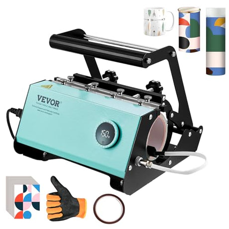 VEVOR Tumbler Heat Press Machine, Tumbler Press for 30OZ 20OZ Sublimation Straight Skinny Tumblers, with Knob Control Temp&Timer Setting for 11-16oz Mugs, Mug Press with Paper Heat Tape Gloves-Green VEVOR