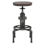 Topower Industrial Barstool,13" Solid Wood, Adjustable Height 23.6"-29.5", Counter Stool, Kitchen Cafe Pub Bar Stool, Set of 2, Silver Topower