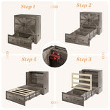 AMERLIFE Twin Murphy Bed Cabinet with Charging Station and Storage Drawer, Farmhouse Foldable Platform Bed for Home Office, Apartment, Small Spaces, Rustic Grey AMERLIFE