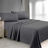 Ready To Rest Super Single Waterbed Sheets, 4 Piece Attached Sheet Set, Fits 18 Inch Deep Mattress, Brushed Microfiber, Ultra Soft and Lightweight (Dark Grey) Ready To Rest