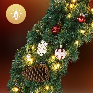 VINGLI 48 Inch Pre-lit Artificial Christmas Wreath, Ourdoor Christmas Wreath Decorations with 150 LED Lights and 450 PVC Branch Tips for Garage, Xmas Door Wreath w/Bow, Pine Cones, Ornaments, Plug-in VINGLI