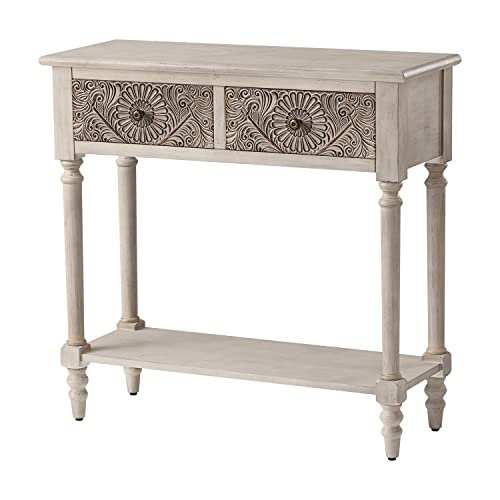 COSIEST Console Table with 2 Drawers, MDF Narrow Entryway Table with Storage Shelf, Wood Accent Sofa Table for Living Room, Entrance, Hallway, Couch, Light Grey COSIEST