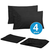 Twin Size Bed Sheets - 4 Piece 1500 Supreme Collection Fine Brushed Microfiber Deep Pocket Twin Sheet Set Bedding - 1 EXTRA PILLOW CASES, GREAT VALUE, Twin, Black Sweet Home Collection