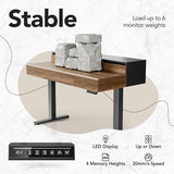 HUANUO Standing Desk with Drawers, 48 Inches Electric Height Adjustable Desk with Storage, Whole-Piece Board Sit Stand Up Desk with Monitor Shelf, Black Walnut HUANUO